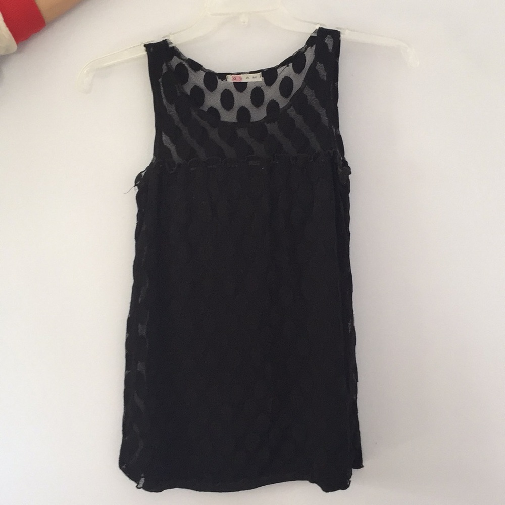 Black polka dot top